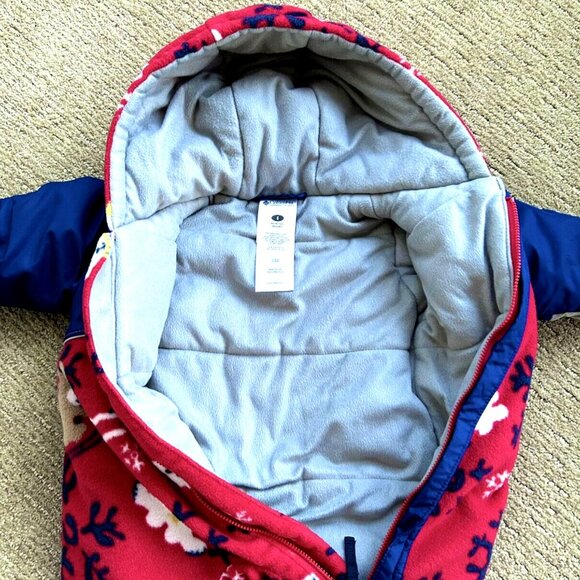 Columbia Blue Red Winter Animal Print Baby Snowsuit Baby Boy Size 6 Months - Picture 3 of 6